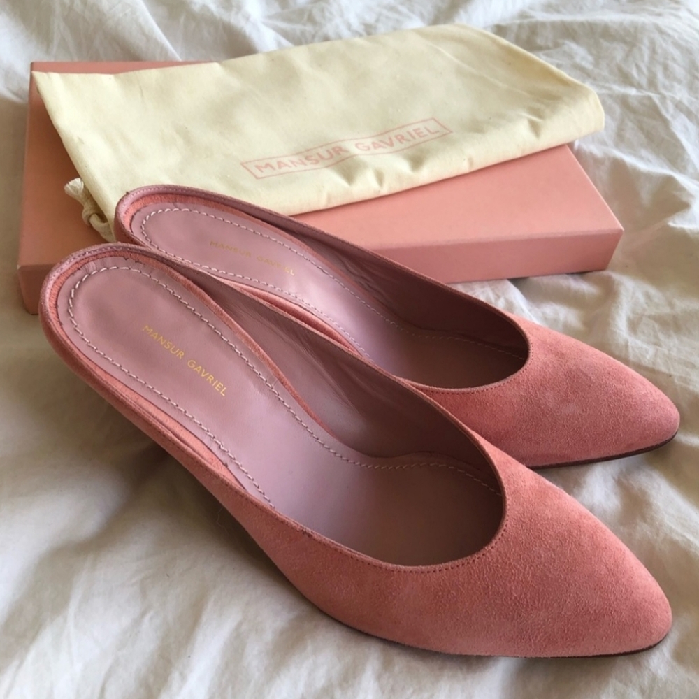 Mansur Gavriel blush suede mule